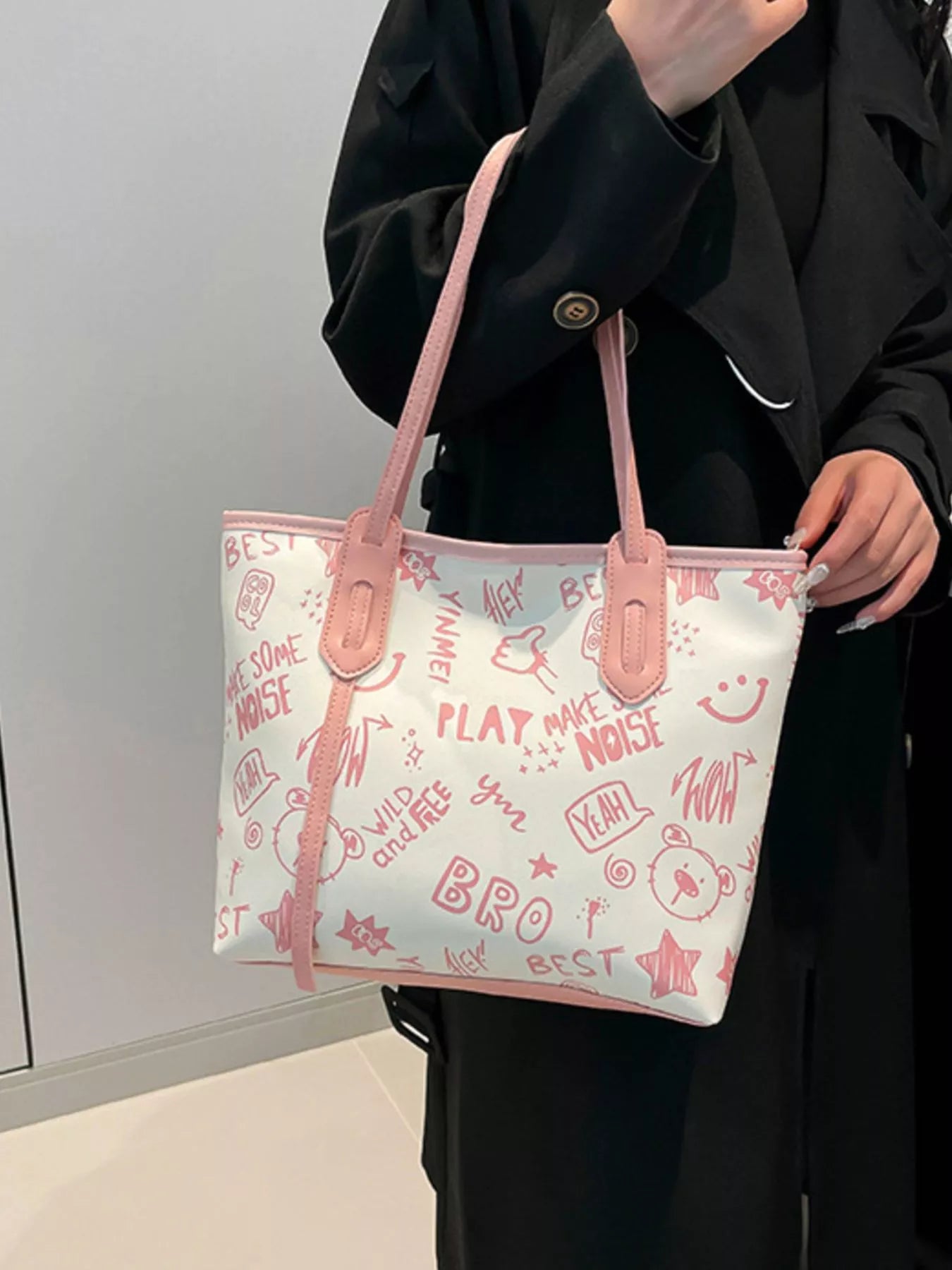 Graffiti Print Casual Tote Bag