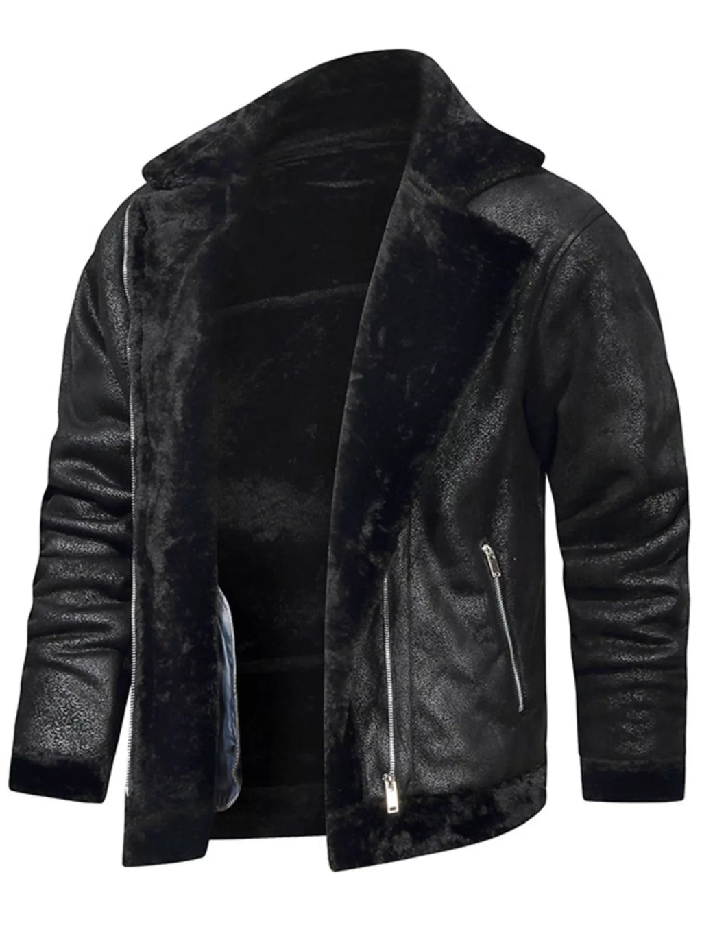 Men's Plus Size Zip Up Fuzzy Outerwear