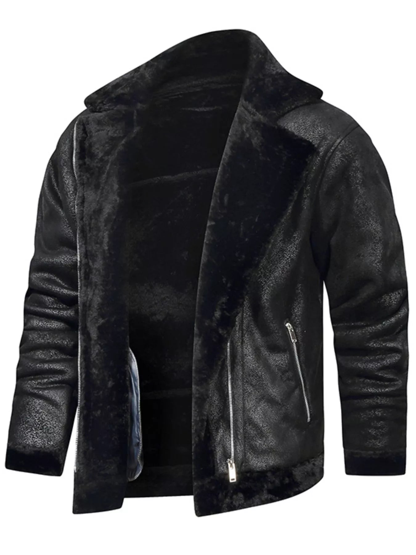 Men's Plus Size Zip Up Fuzzy Outerwear
