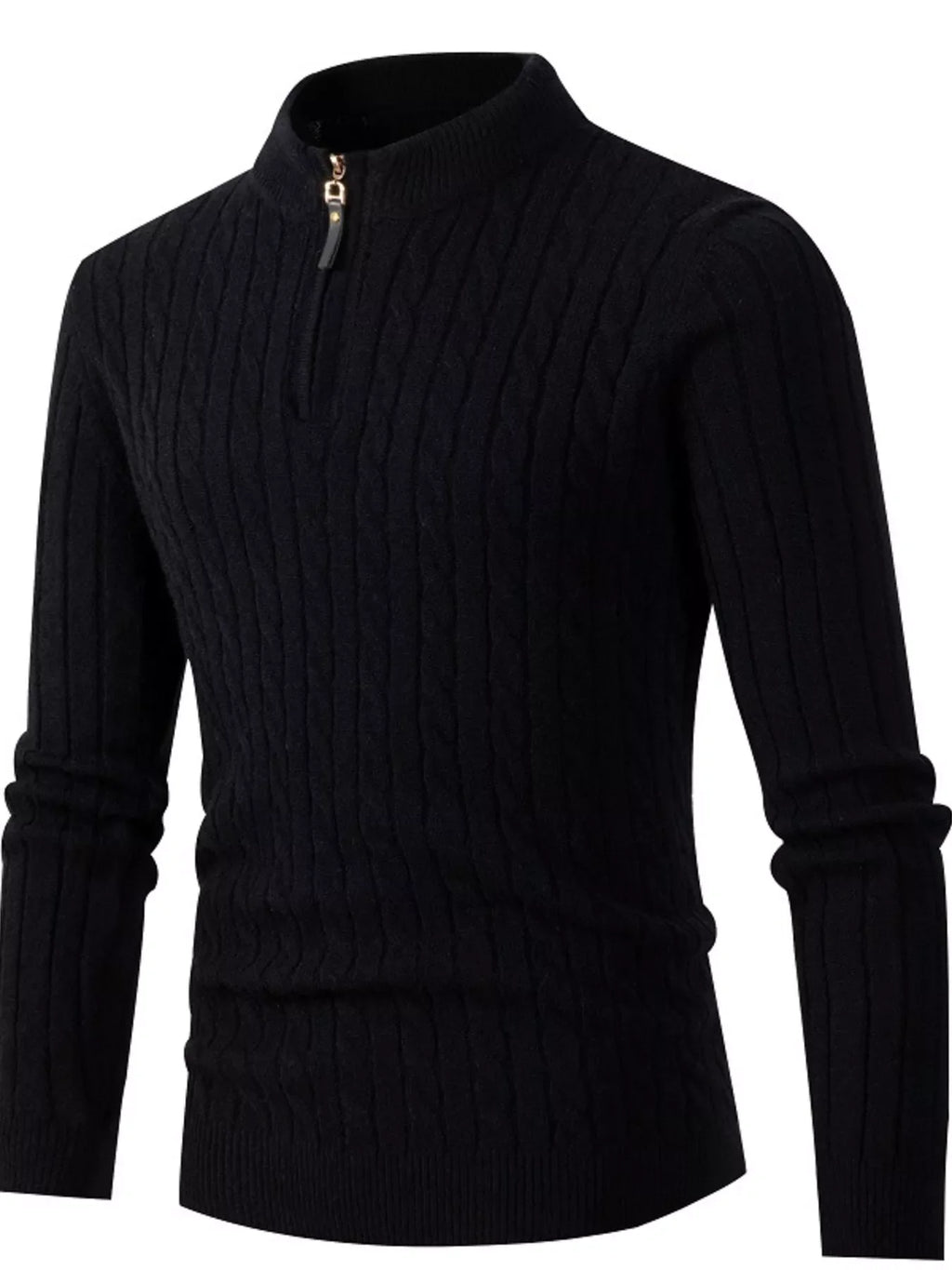 Men's Full Size Slim Fit Cable Knit Half Zip Sweater Plus Size