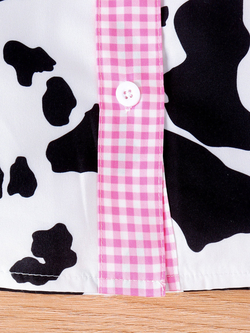 Children's Cow Print Ruffle Trim Top and Denim Shorts Set