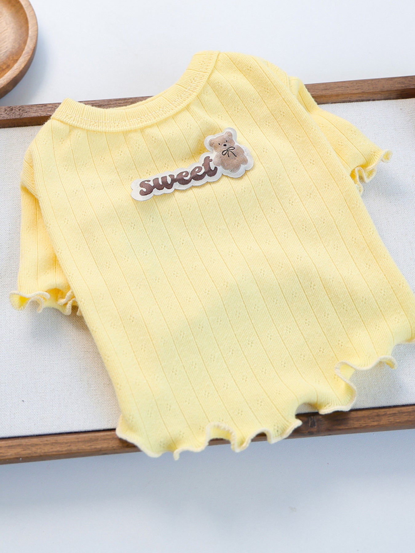 Sweet Bear Patch Ribbed Pet Top