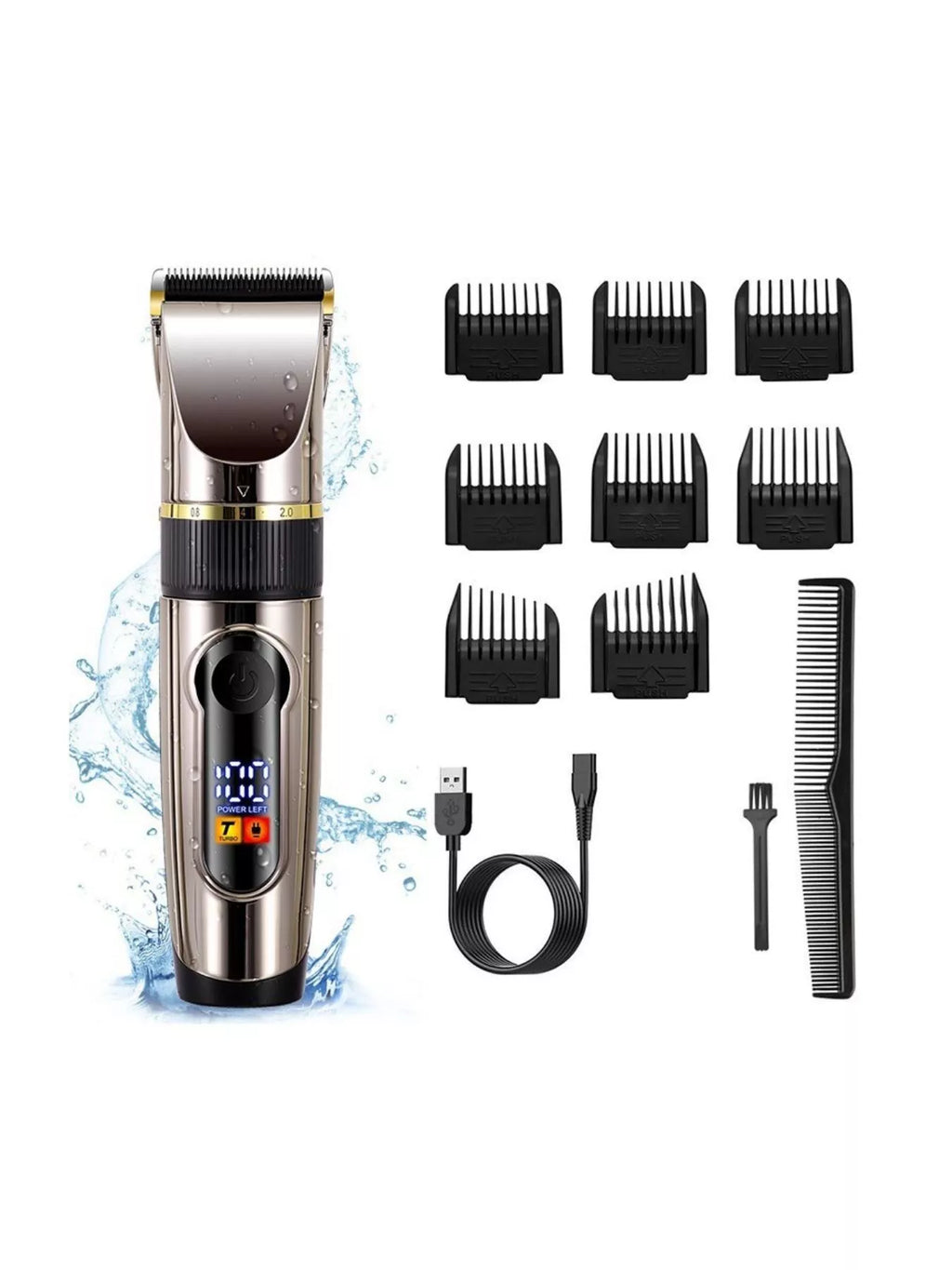 Waterproof Hair Clipper with LED Display