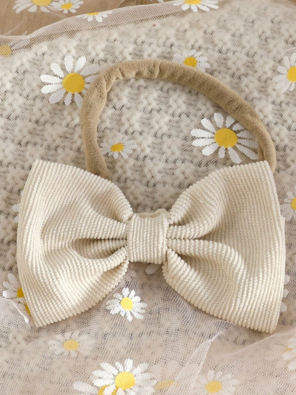 Children's Ribbed Top & Bow Decor Suspender Dress & Headband Set