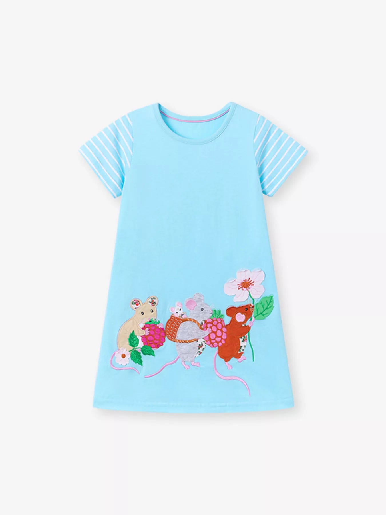 Children's Cartoon Mouse Embroidered Casual Dress