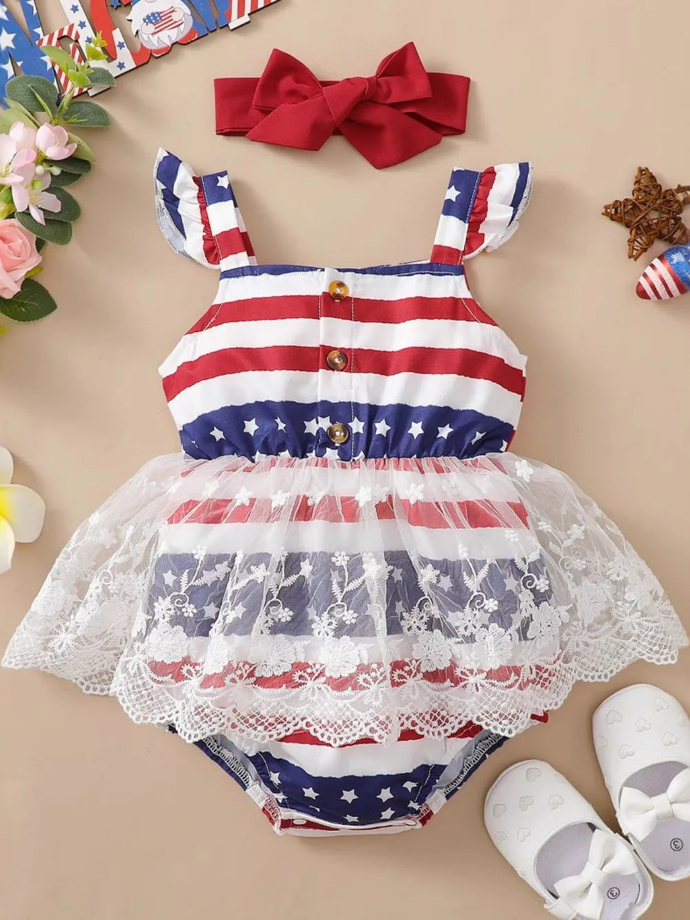 Lace Detail Square Neck Bodysuit with Headband