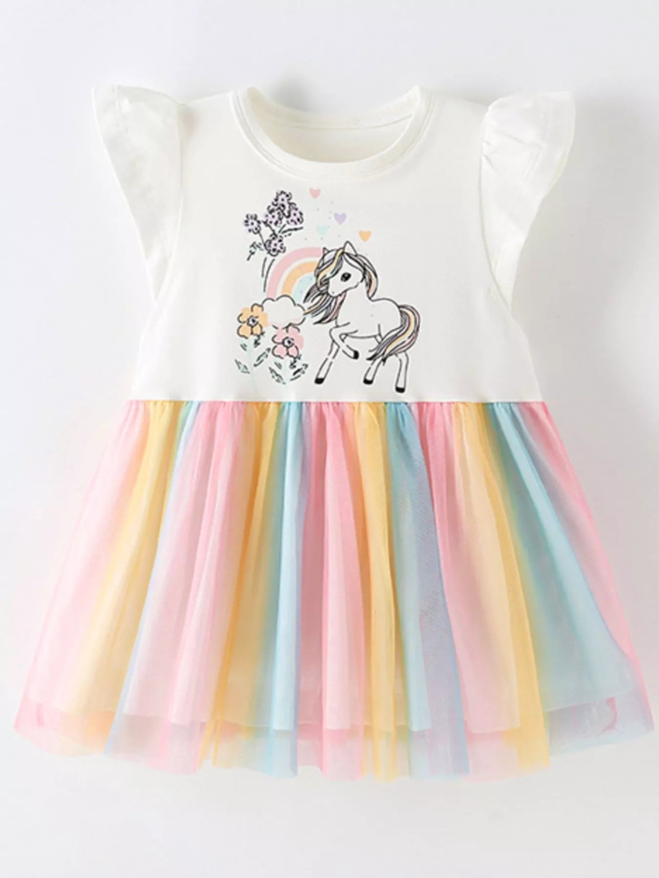 Children's Unicorn Rainbow Tulle Dress