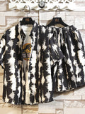 Men's Printed Button Up Shirt and Shorts Set