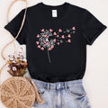 Dandelion Hearts Flower Valentine's Day Love Garden Botanical Illustration Soft Cotton Everyday Wear Graphic Tee
