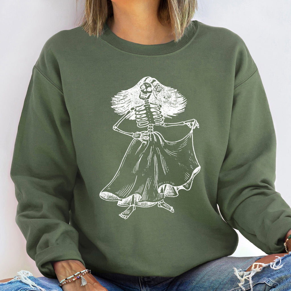 Day Of The Dead Vintage Lady Halloween Sugar Skull Portrait And Floral Motif Sweatshirt