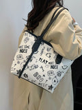 Graffiti Print Casual Tote Bag