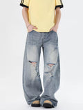 Men's Full Size Distressed Wide Leg Jeans Plus Size
