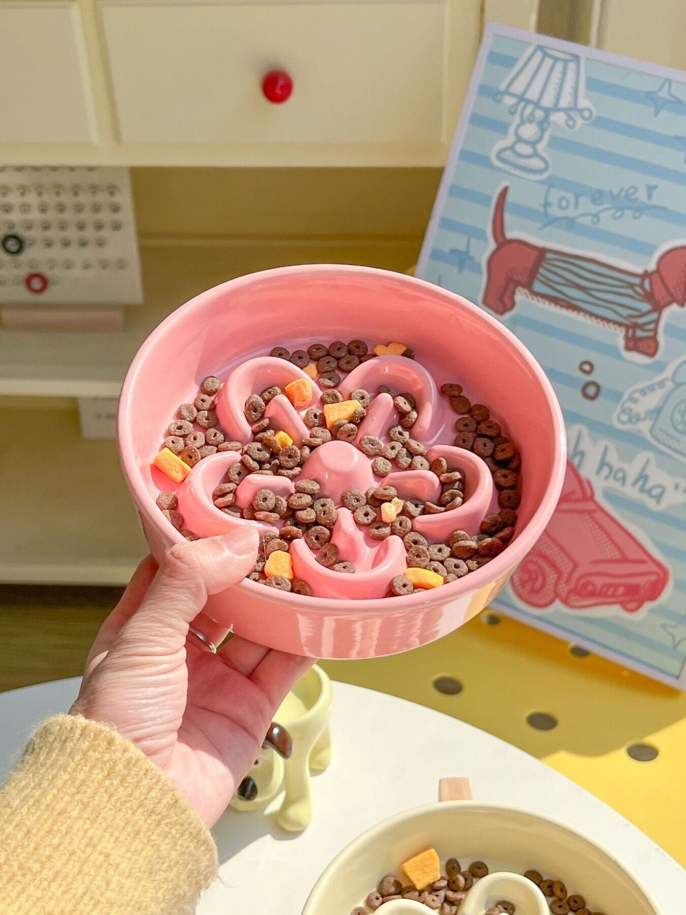 Flower-Shaped Slow Feeder Pet Bowl