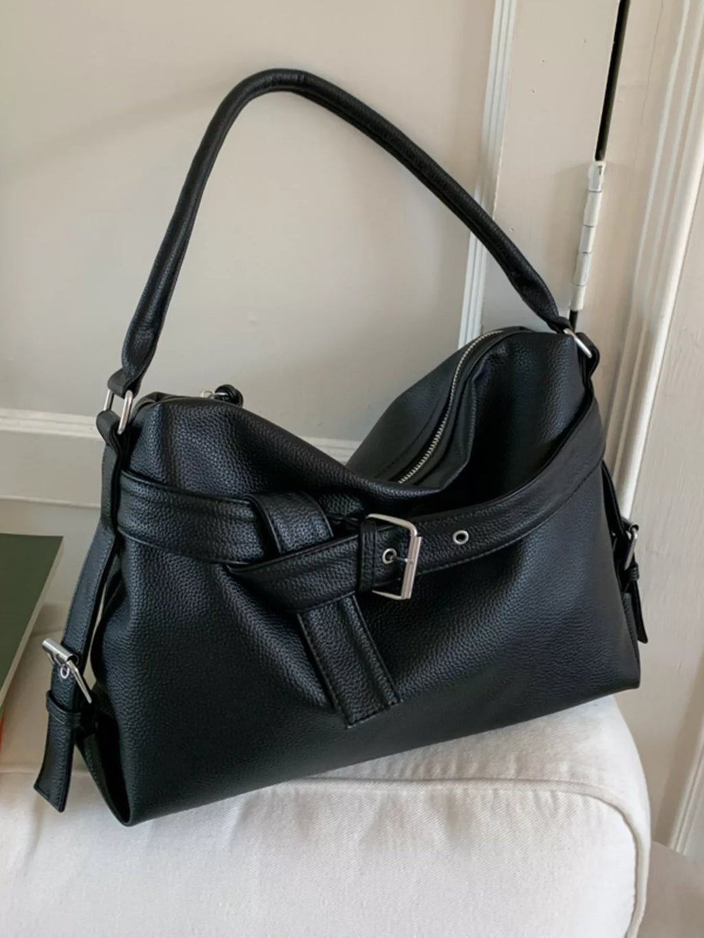 Decor Buckle Leather Shoulder Bag