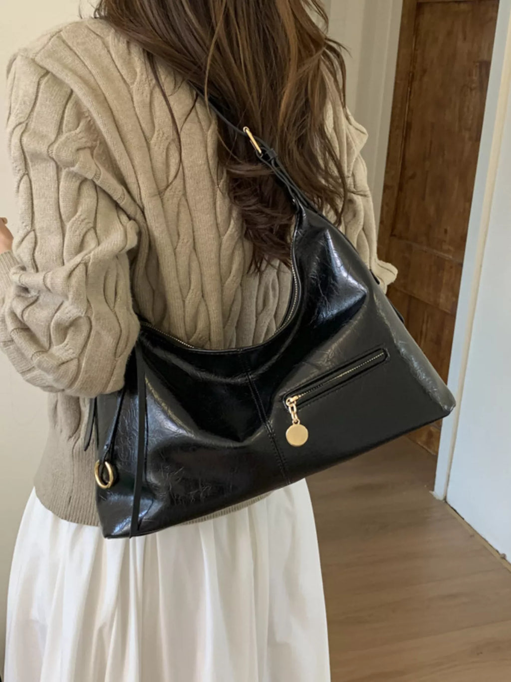 Leather Hobo Shoulder Bag