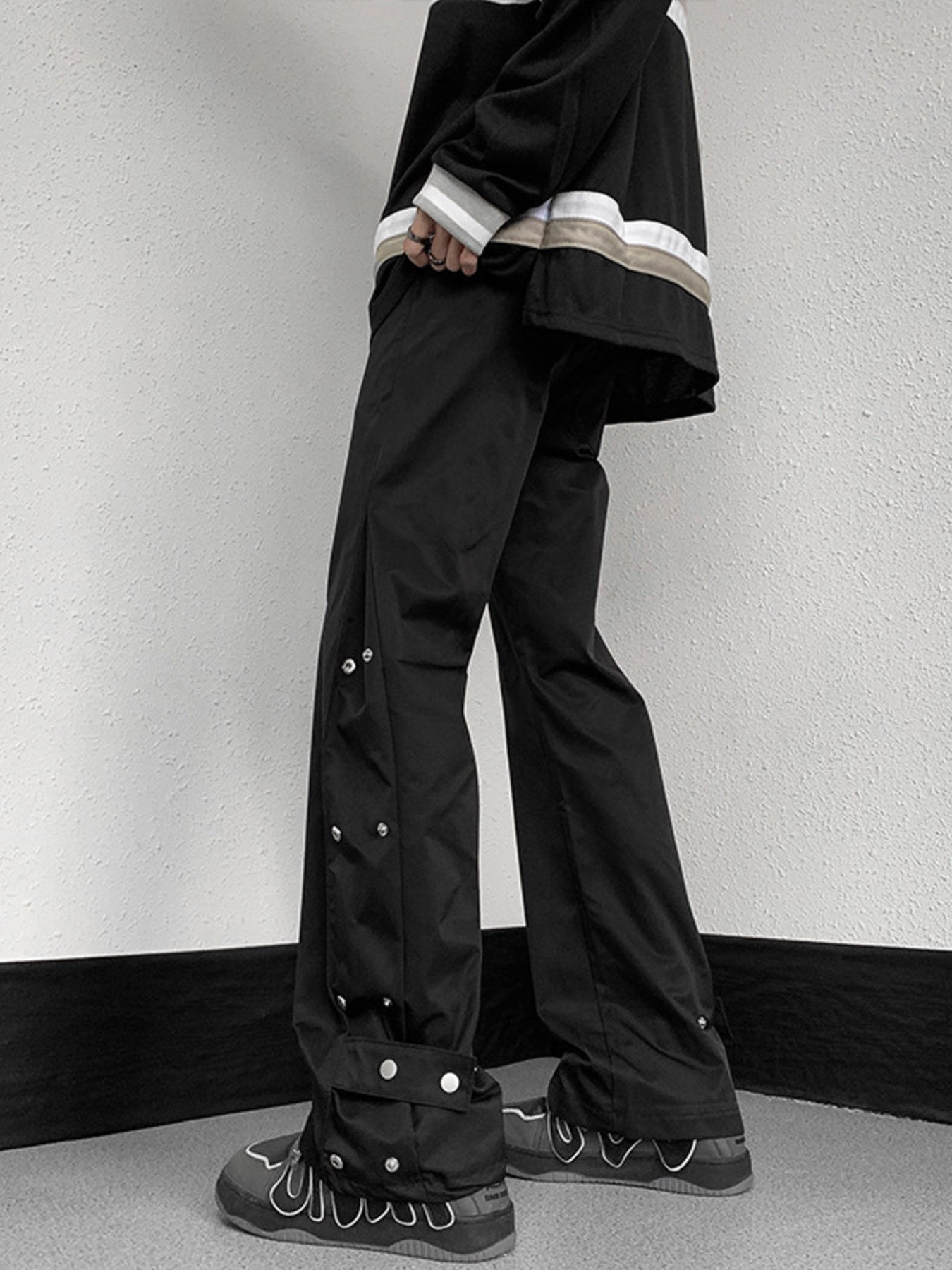 Men's Plus Size Snap Button Decor Loose Fit Pants