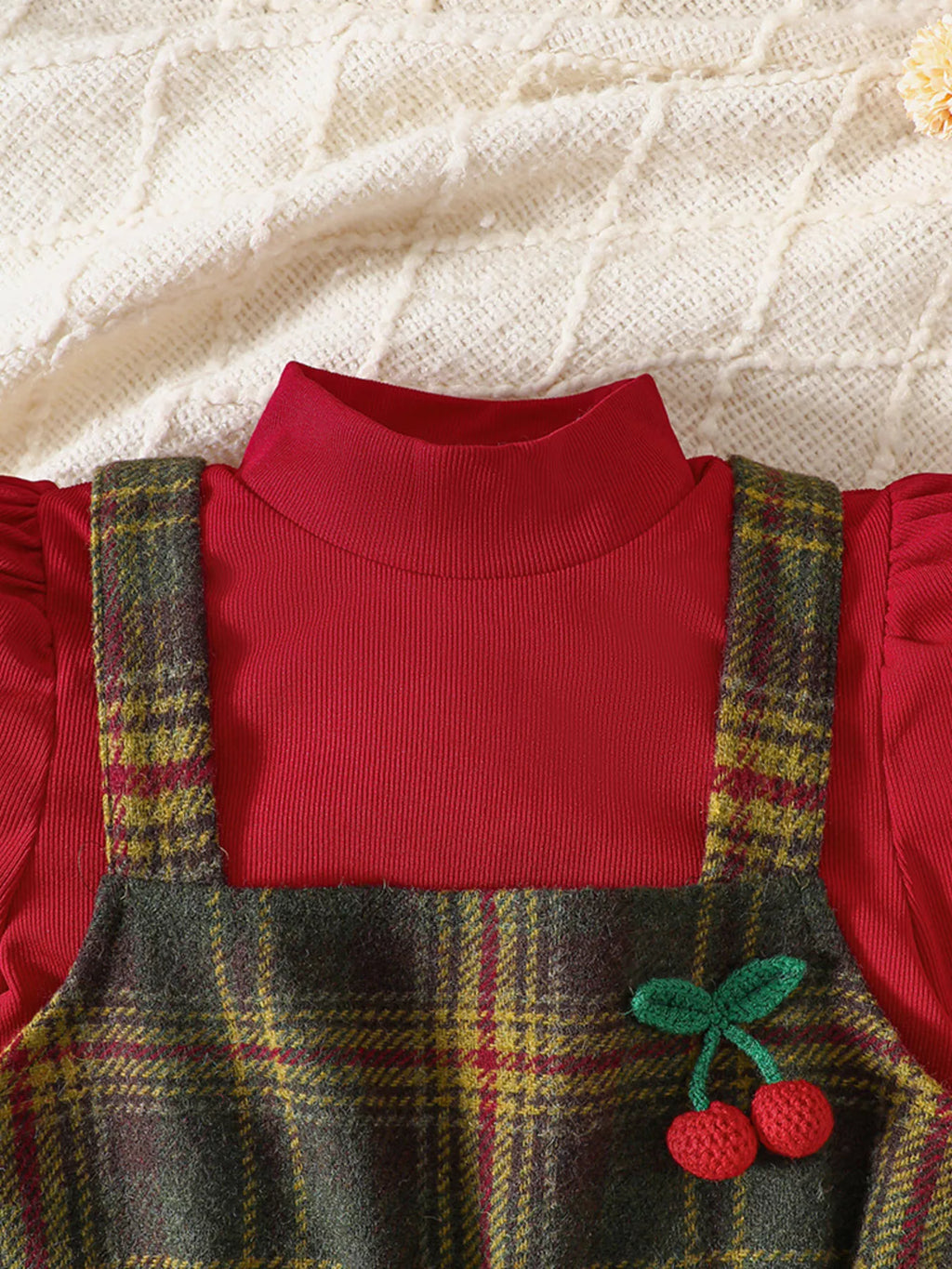Children's Long Sleeve Top and Plaid Dress Set