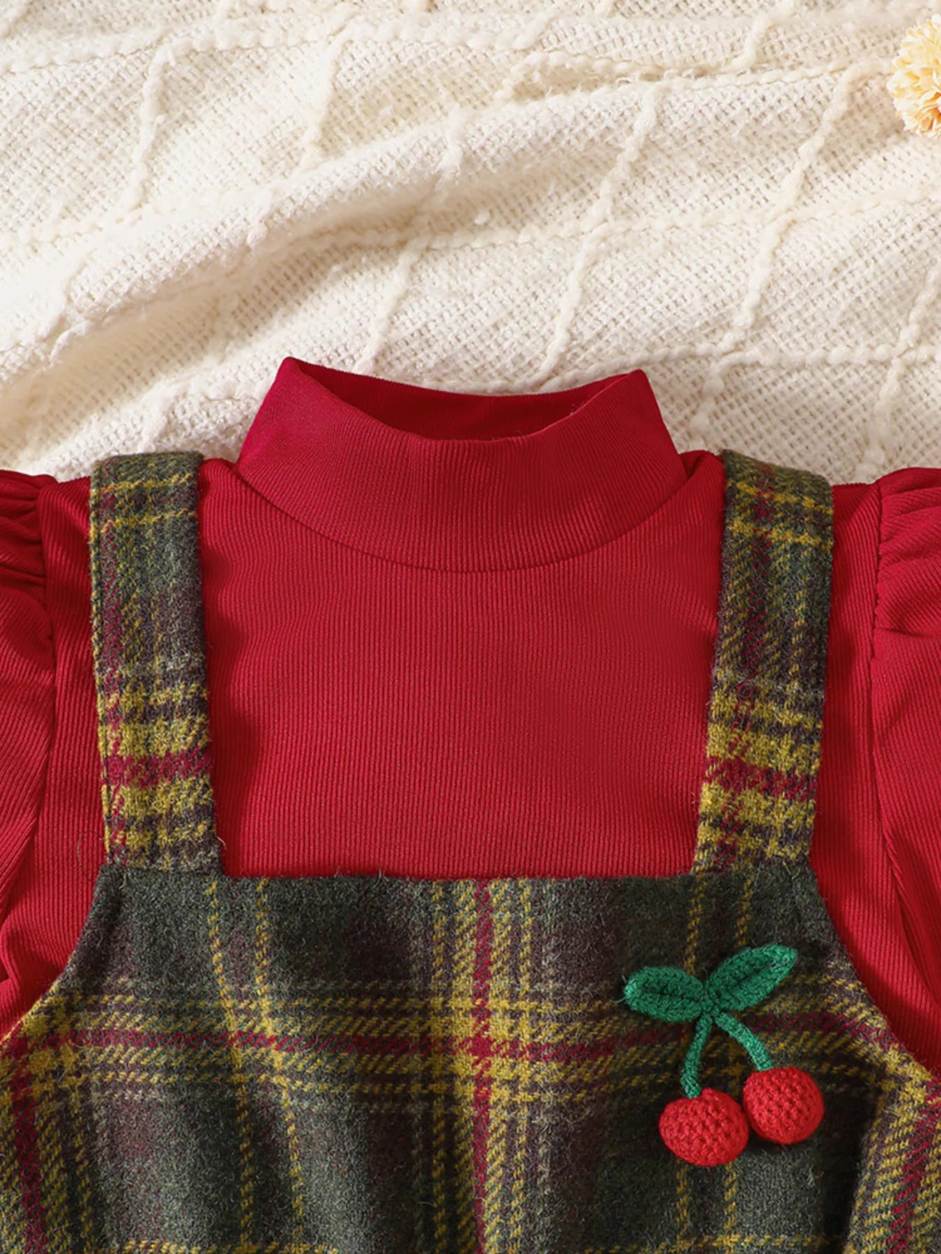 Children's Long Sleeve Top and Plaid Dress Set