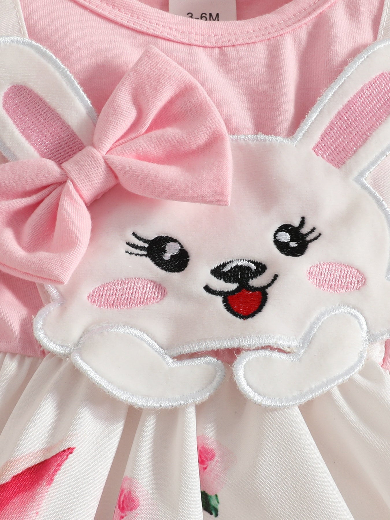 Children's Bunny Print Ruffled Dress with Headband
