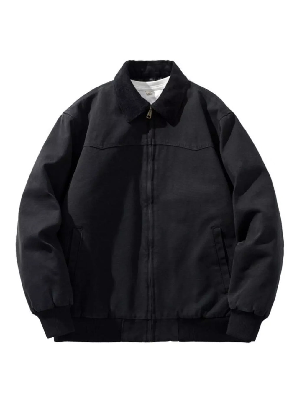 Men's Plus Size Corduroy Collar Zip-Up Jacket