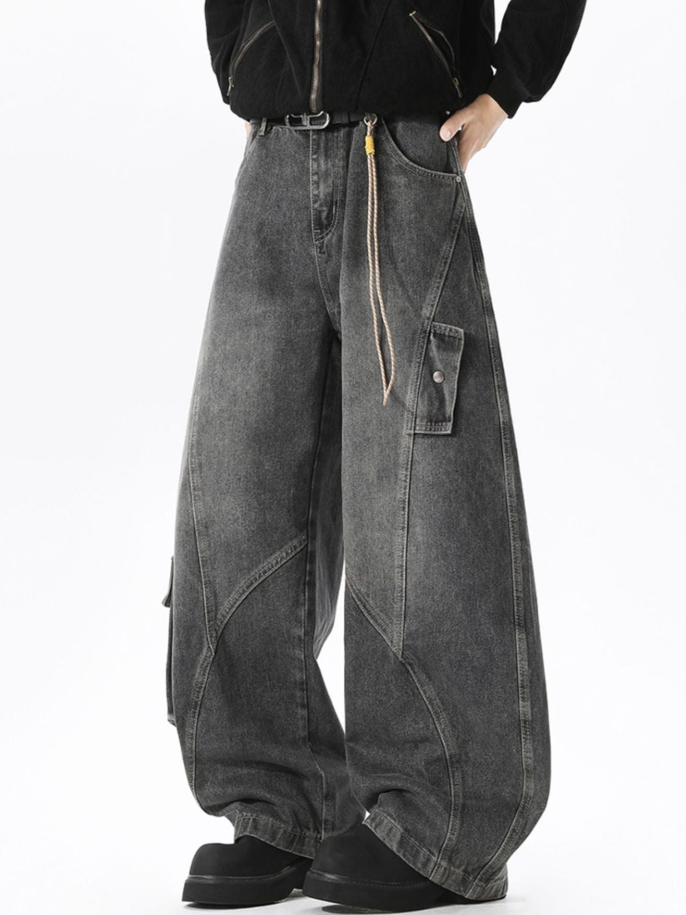 Men's Full Size Wide Leg Cargo Jeans Plus Size