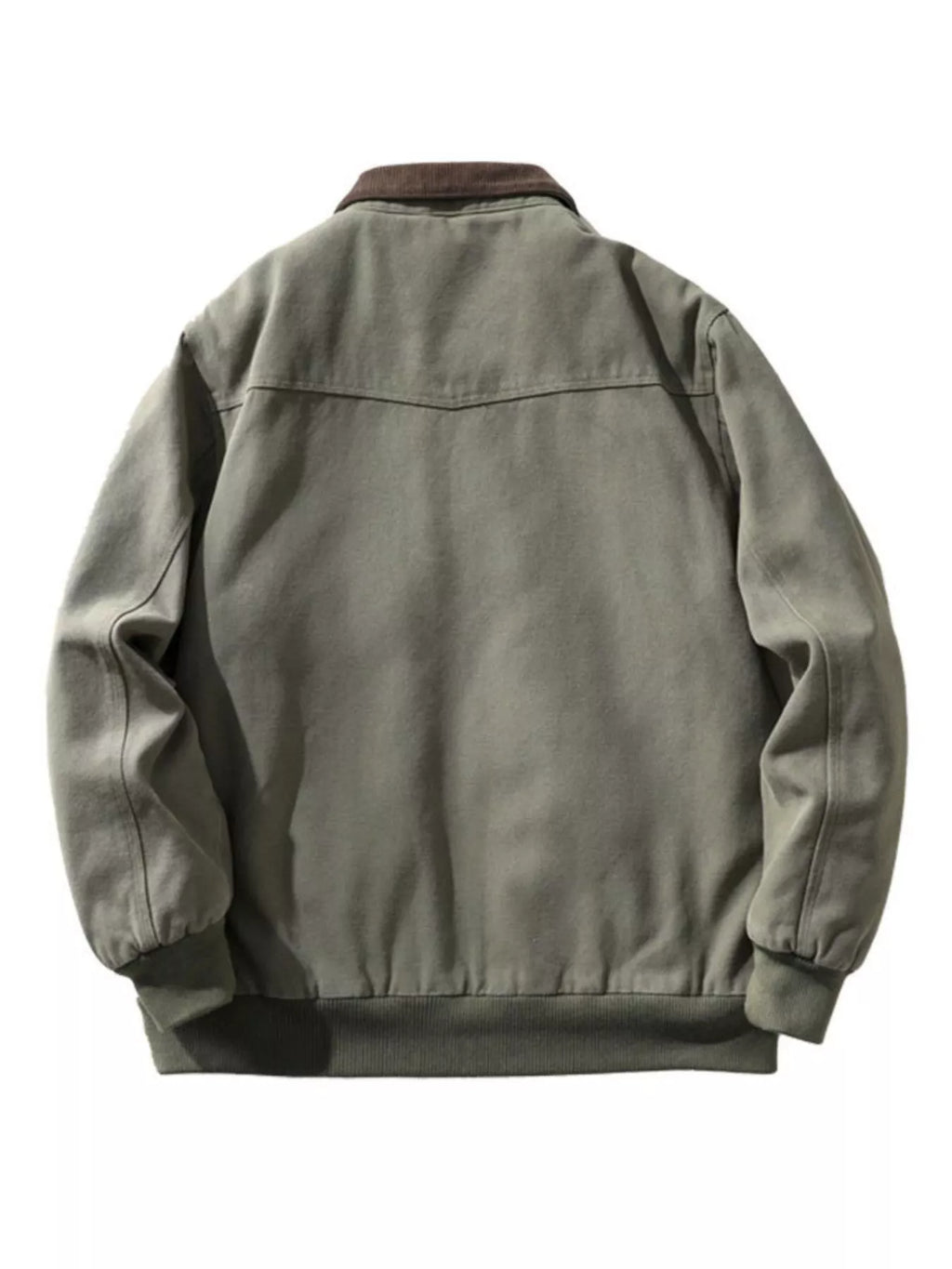 Men's Plus Size Corduroy Collar Zip-Up Jacket