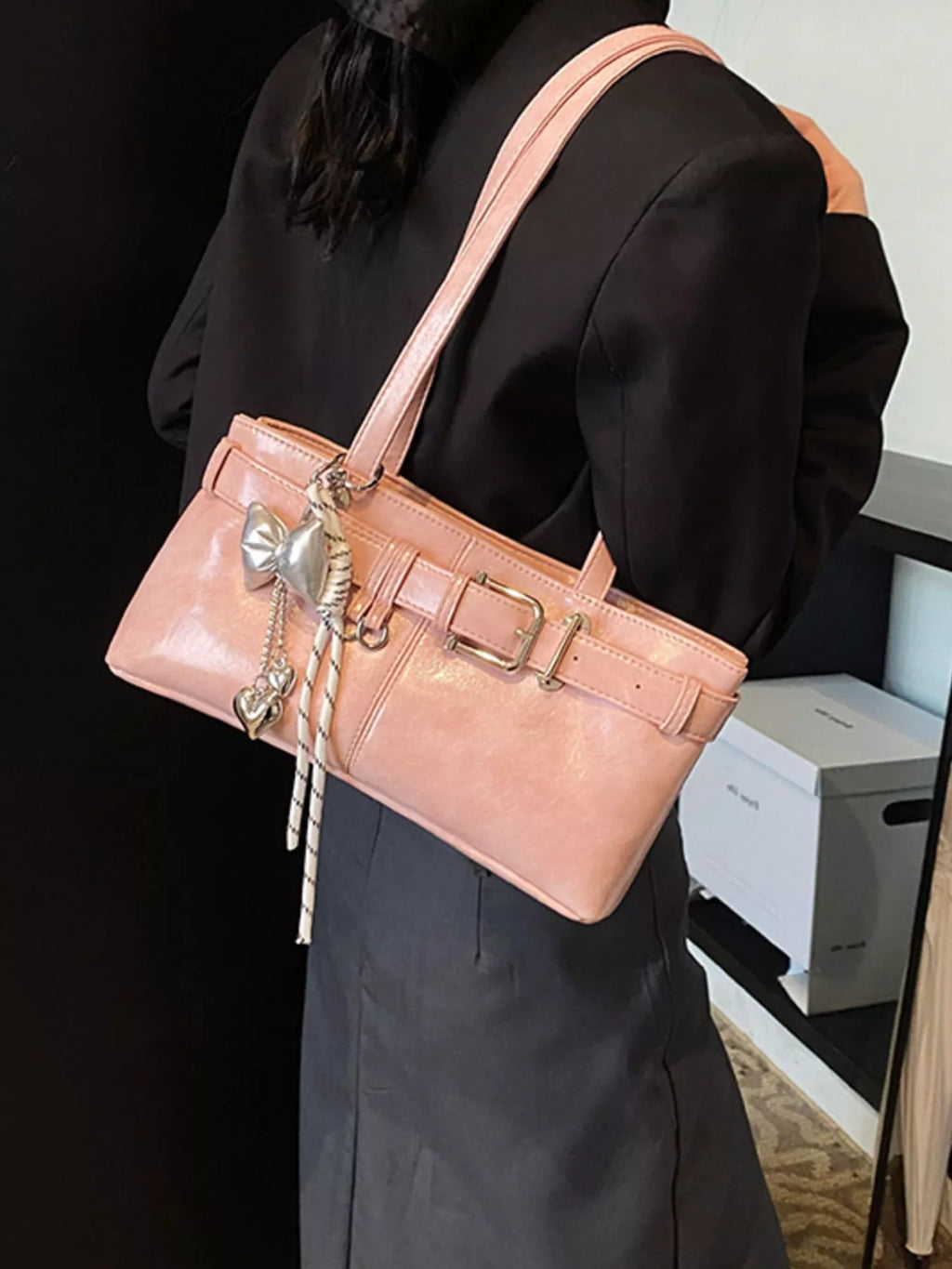 Buckle Decor Shoulder Bag