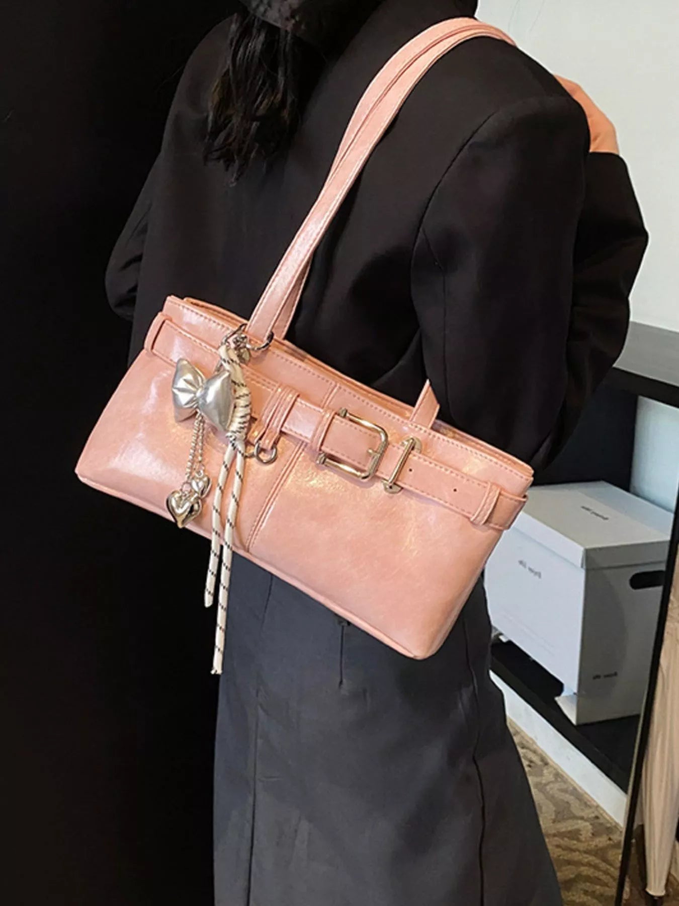 Buckle Decor Shoulder Bag