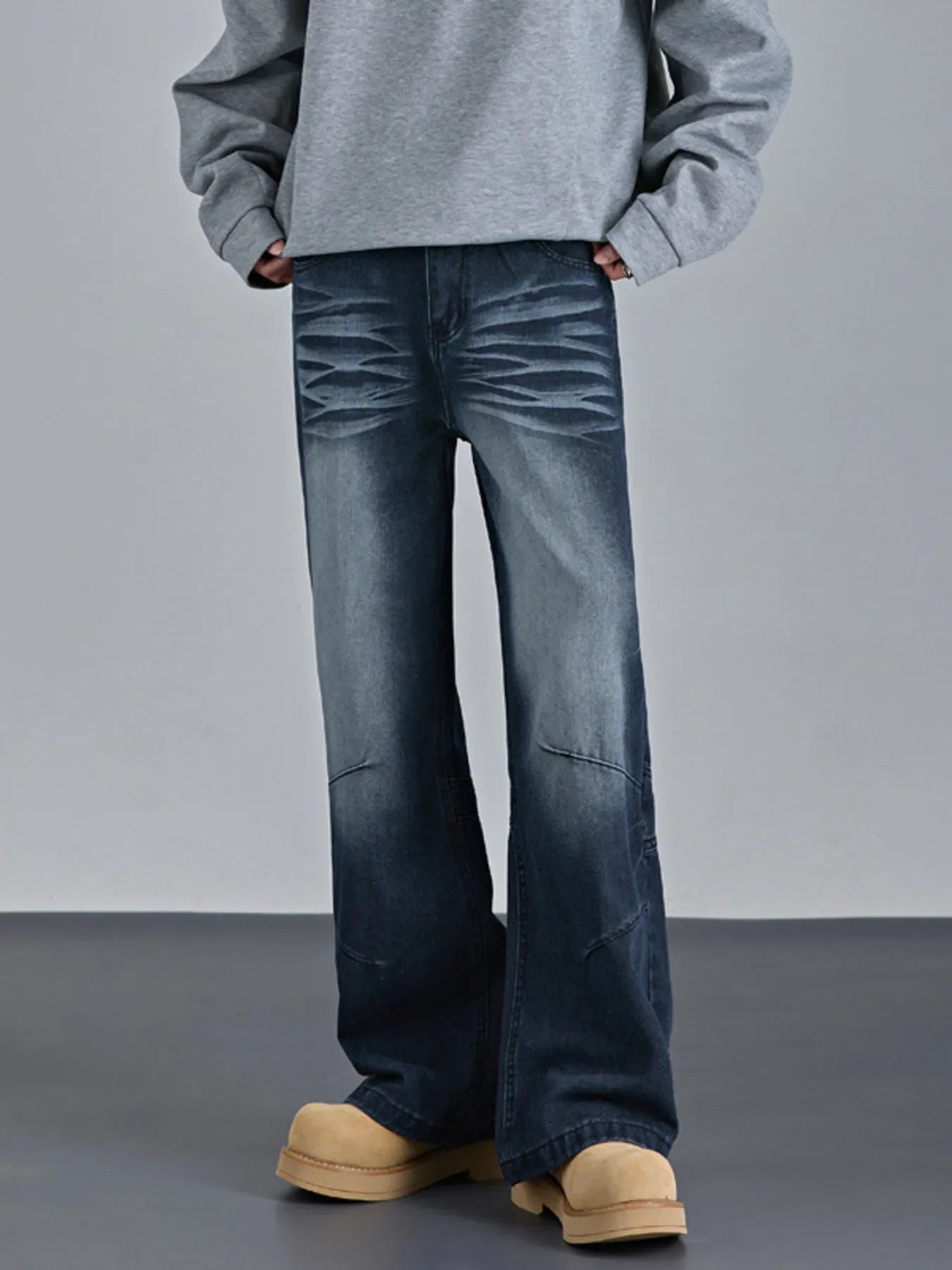 Men's Vintage Wash Wide Leg Jeans