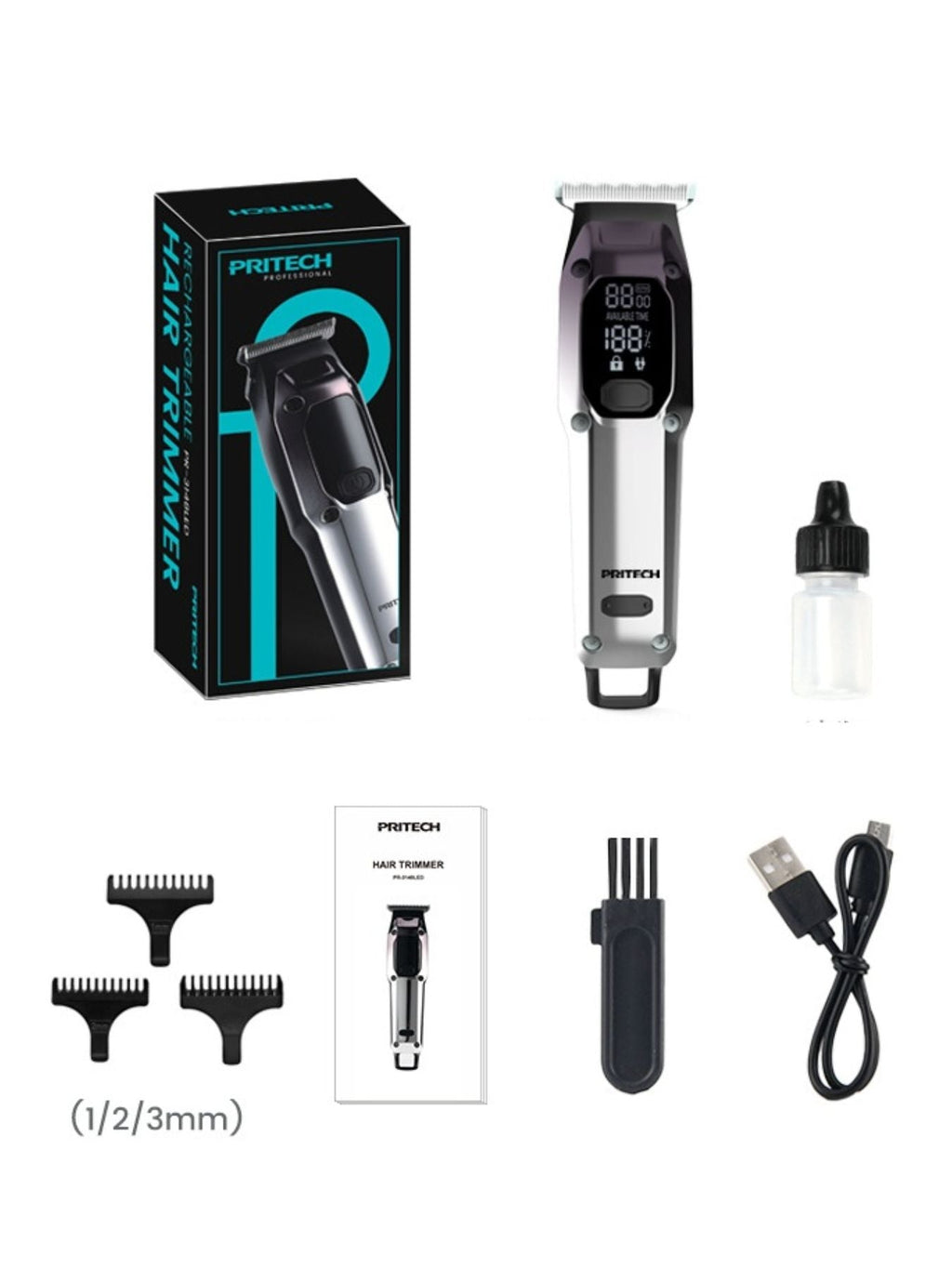 Cordless Hair Clipper with LED Display