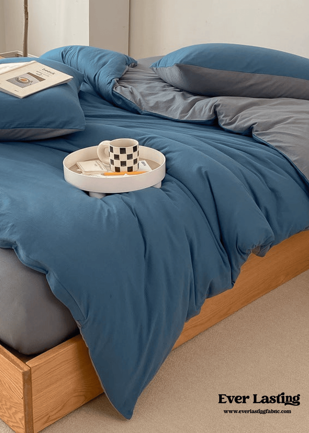 Duo Earth Tone Jersey Knit Bedding Set / White Beige