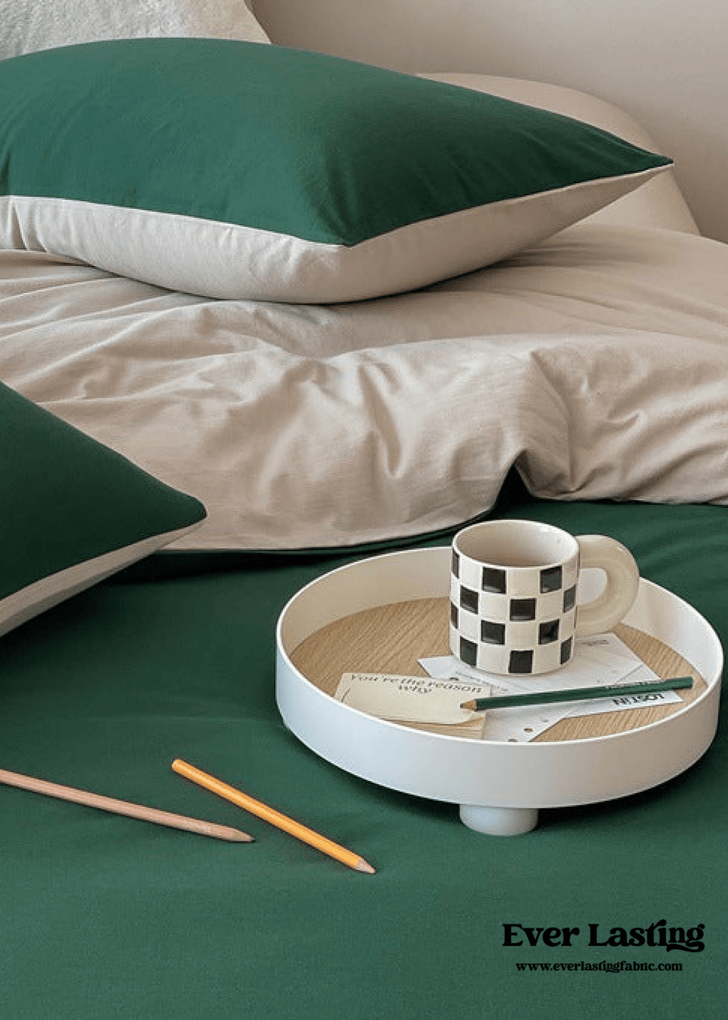 Duo Earth Tone Jersey Knit Bedding Set / White Beige