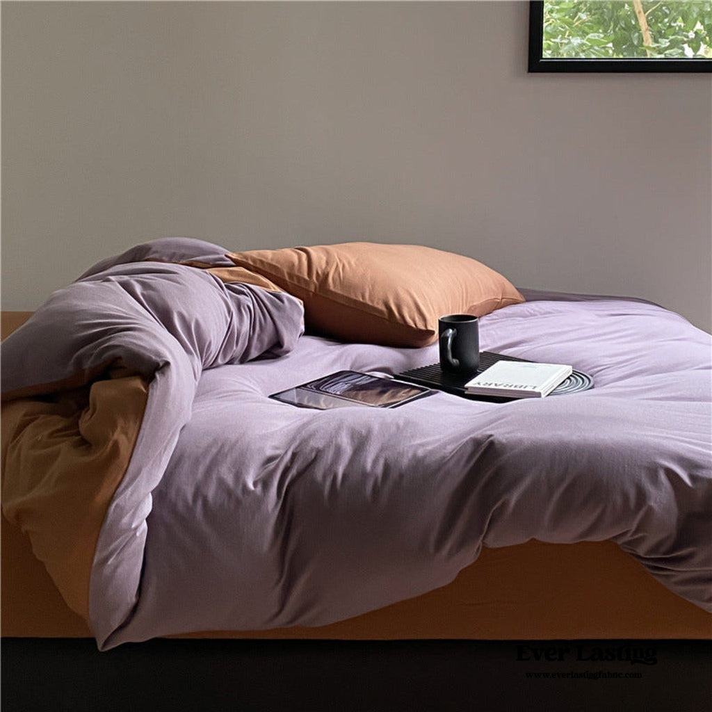 DUO Jersey Knit Bedding Set / Green Blue + Royal Blue