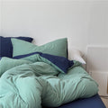 DUO Jersey Knit Bedding Set / Green Blue + Royal Blue