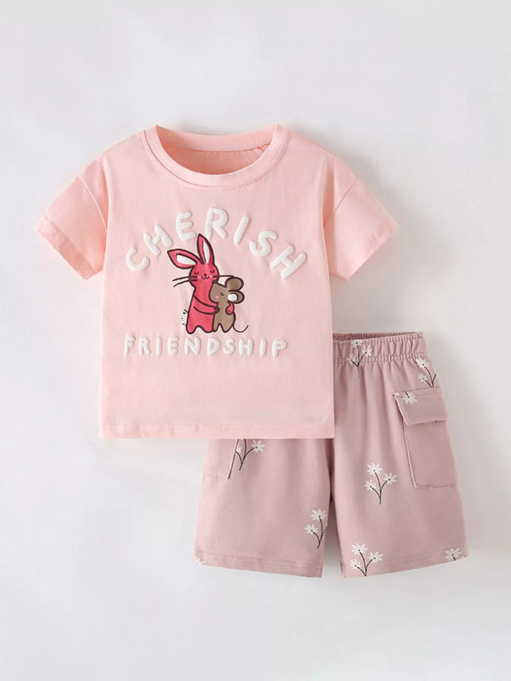 Children's Cherish Friendship Graphic Tee and Shorts Set