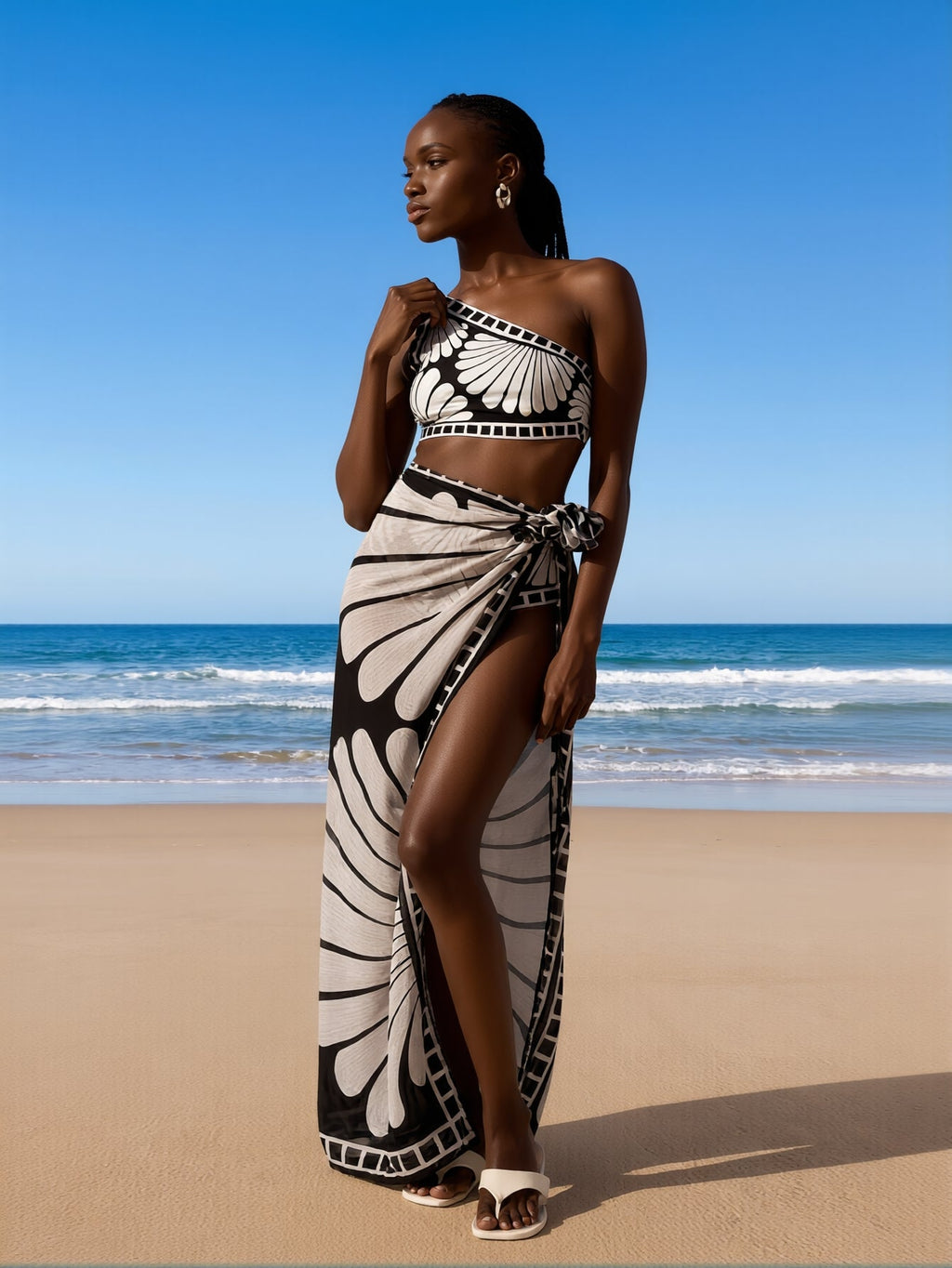 Women's High-Neck Swimsuit – Built-In Shelf Bra Beach Swimwear