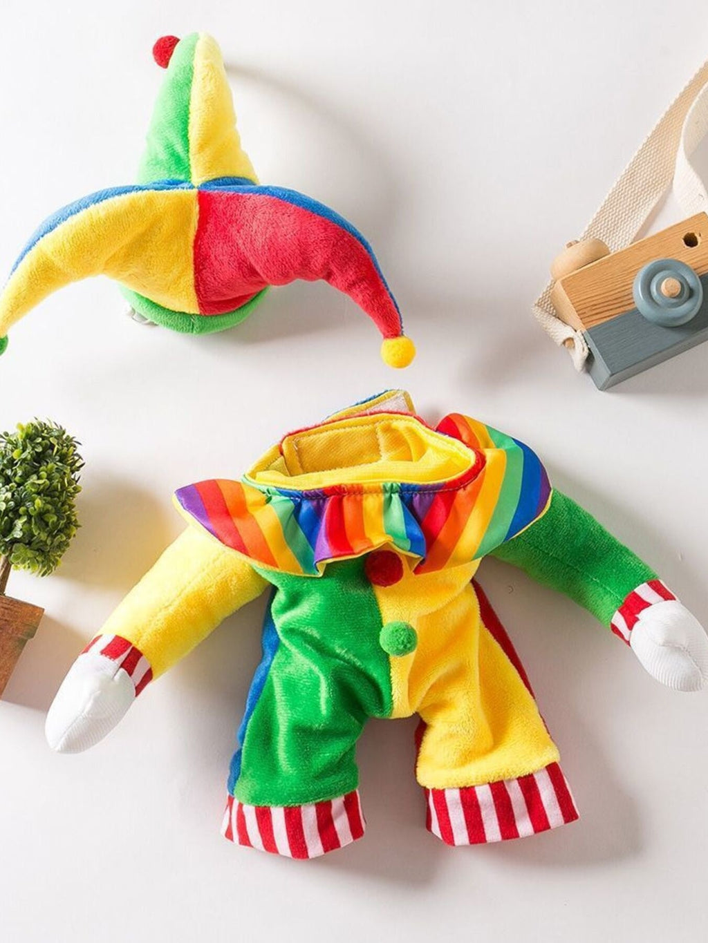 Colorful Clown Pet Jumpsuit with Hat