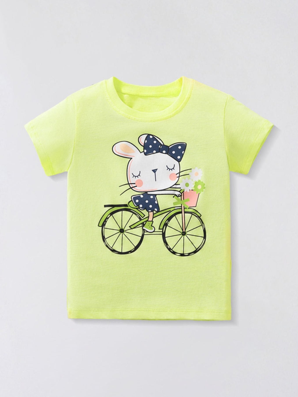 Children's Rabbit Bicycle Graphic Short Sleeve T-Shirt