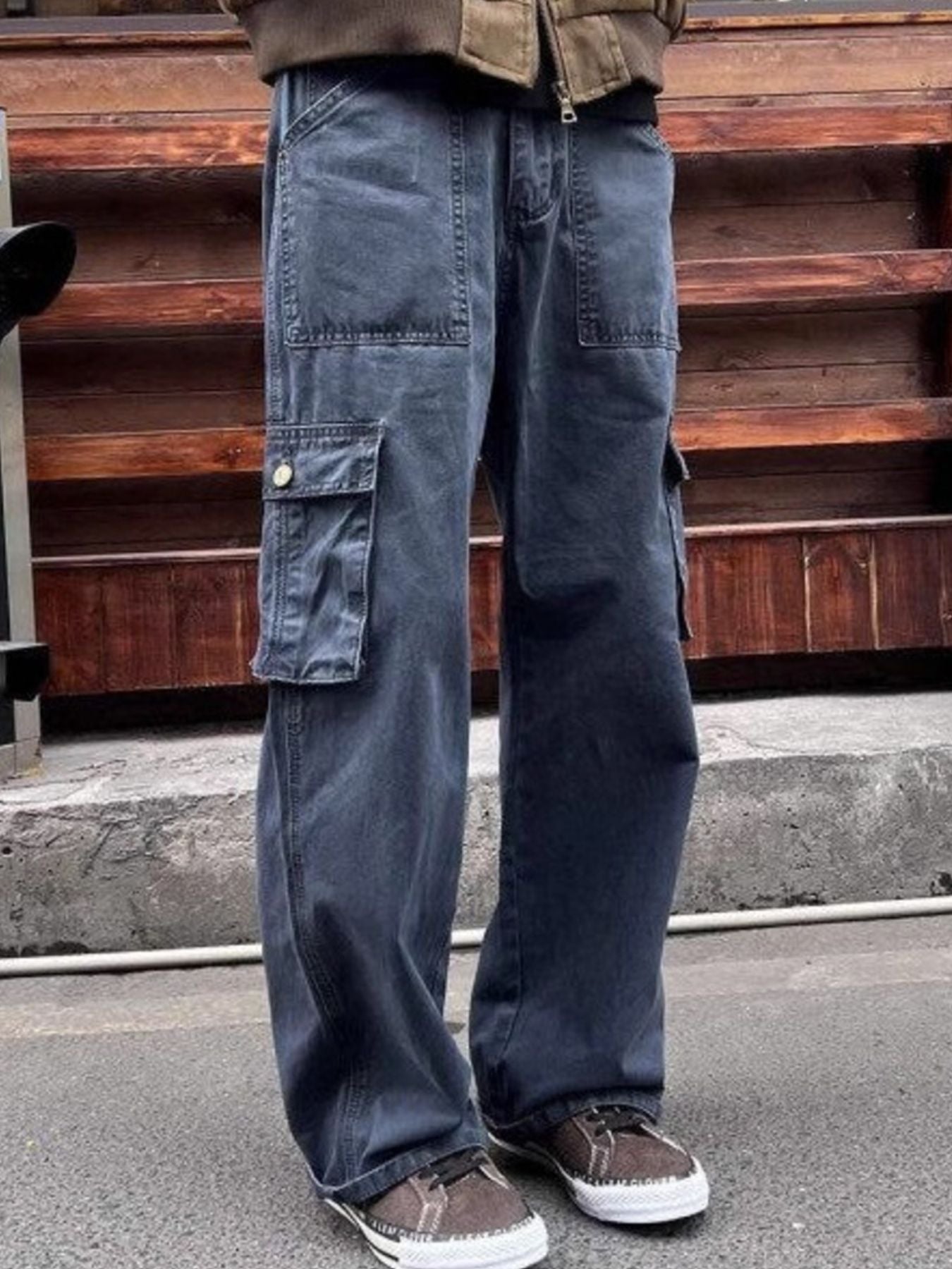 Men's Plus Size Vintage Wash Relaxed Fit Cargo Pants