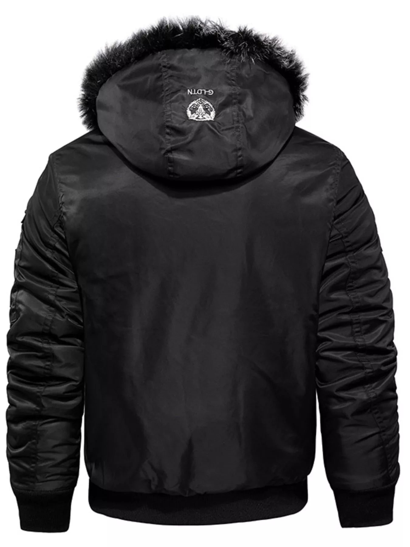 Men's Plus Size Winter Warm Fur Hooded Bomber Jacket