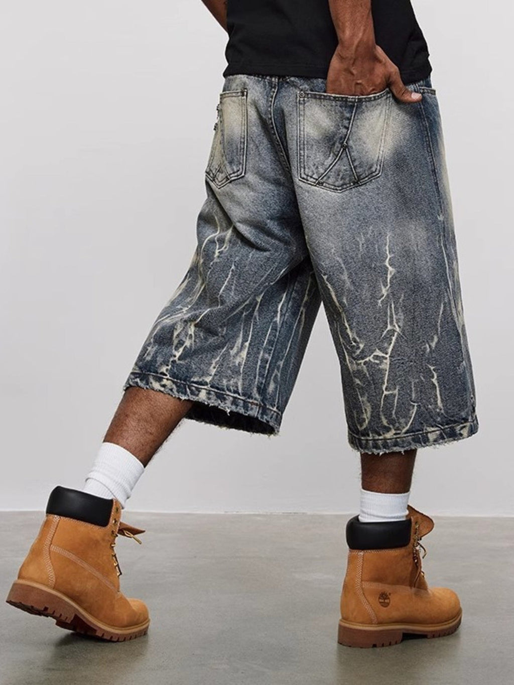 Men's Full Size Washed Loose Fit Denim Shorts Plus Size