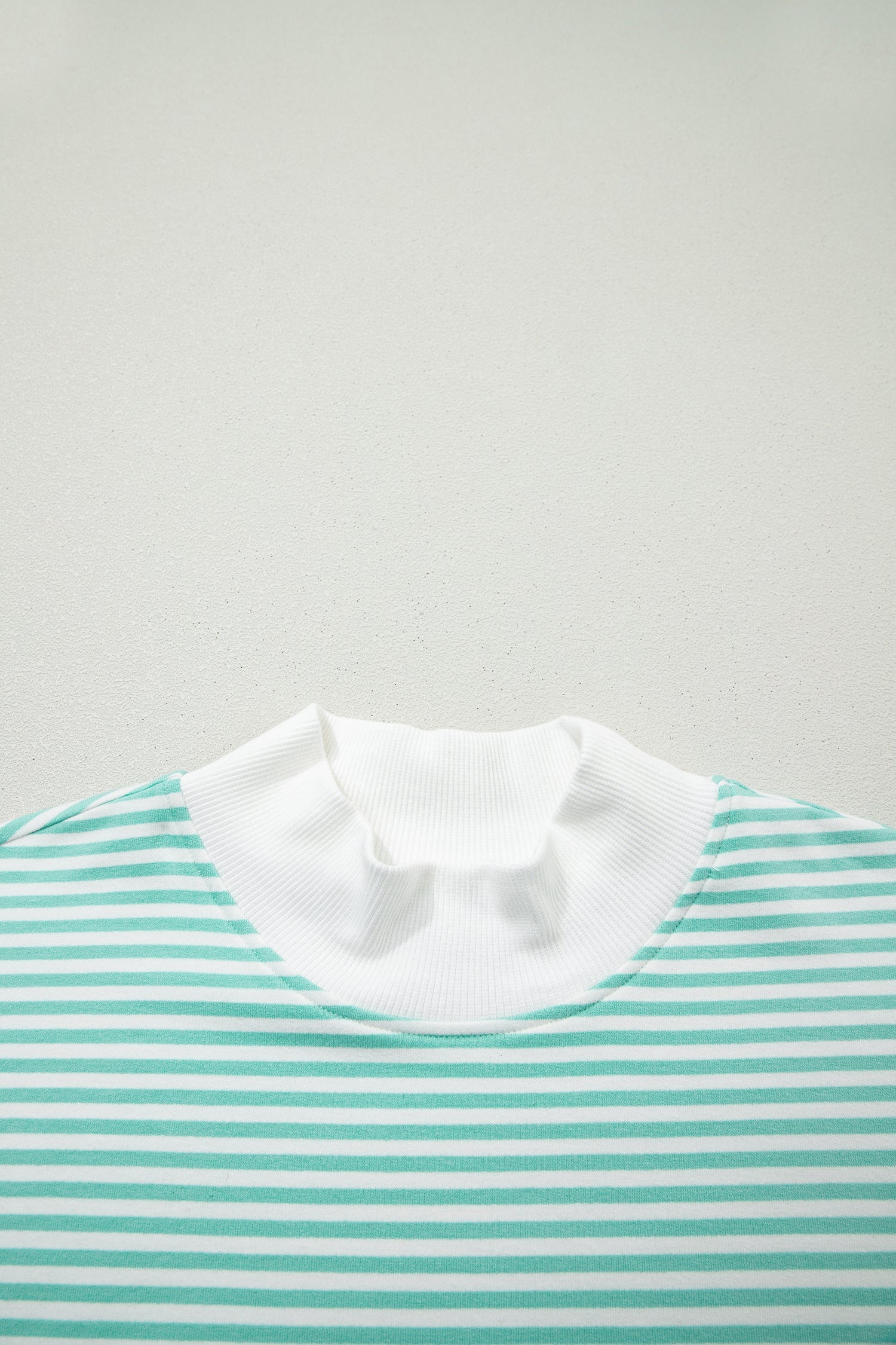 Green Stripe Oversize Mock Neck Sweatshirt and Shorts Set
