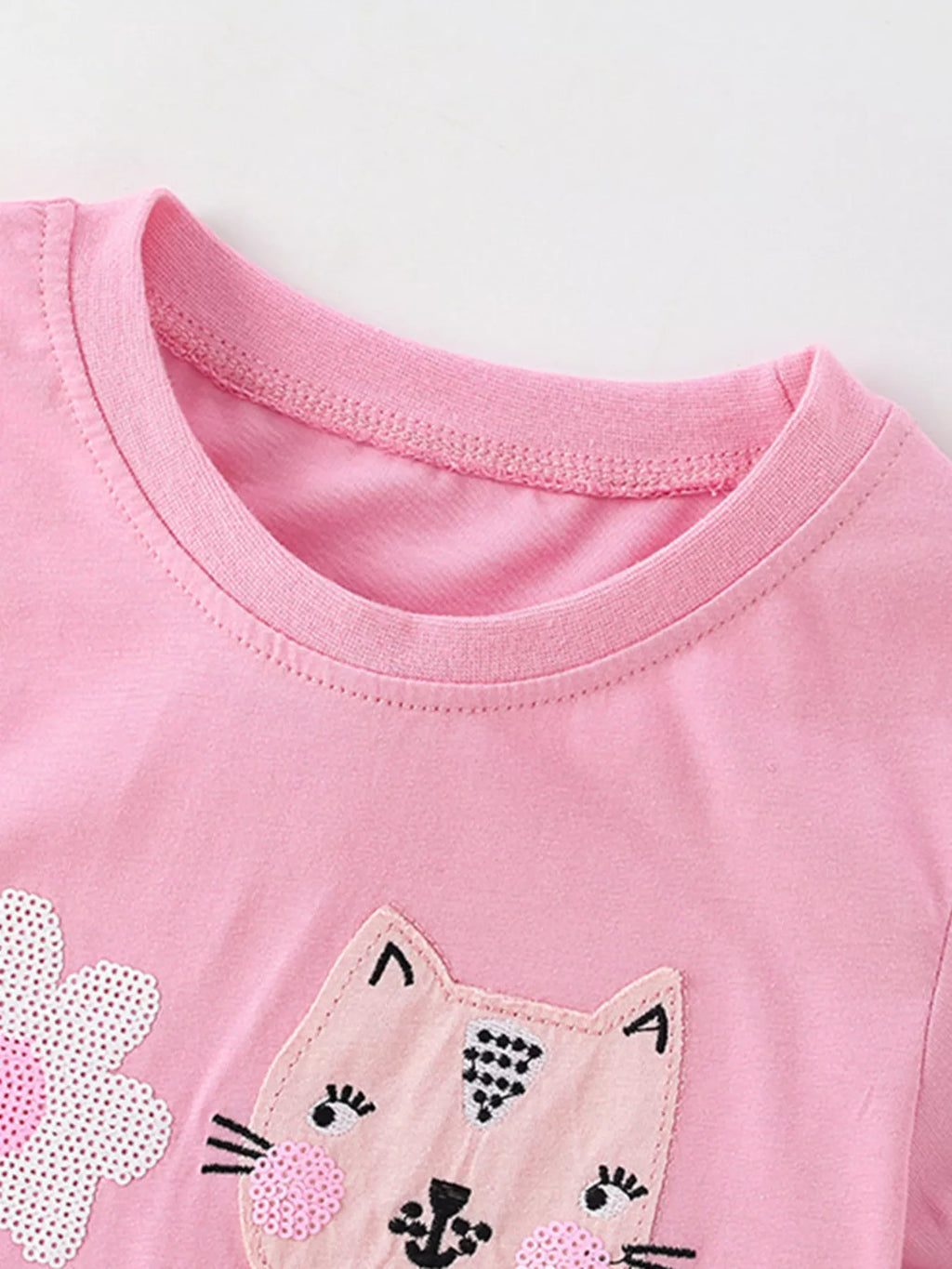 Children's Cute Cartoon Applique Short Sleeve T-Shirt