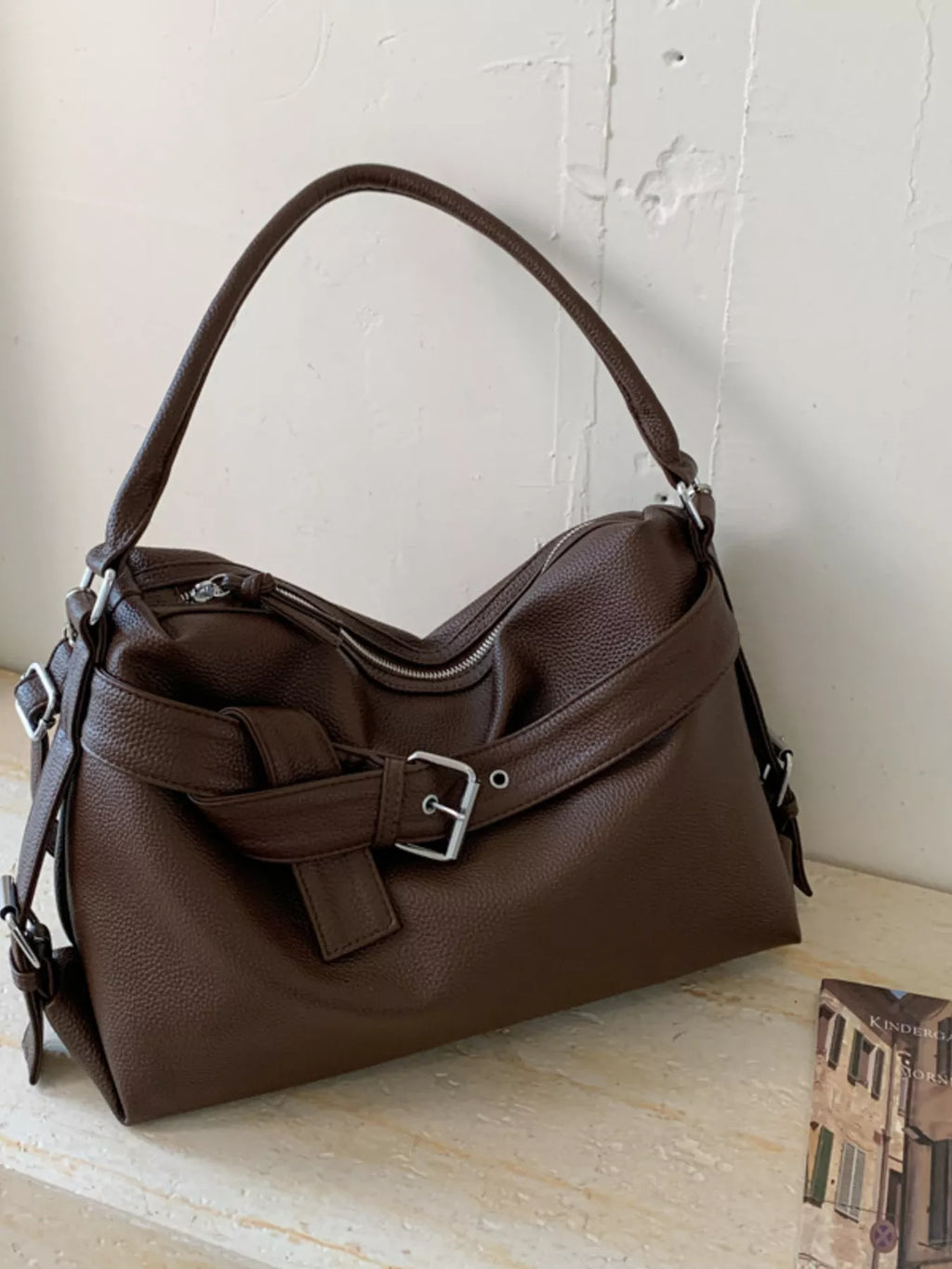 Decor Buckle Leather Shoulder Bag