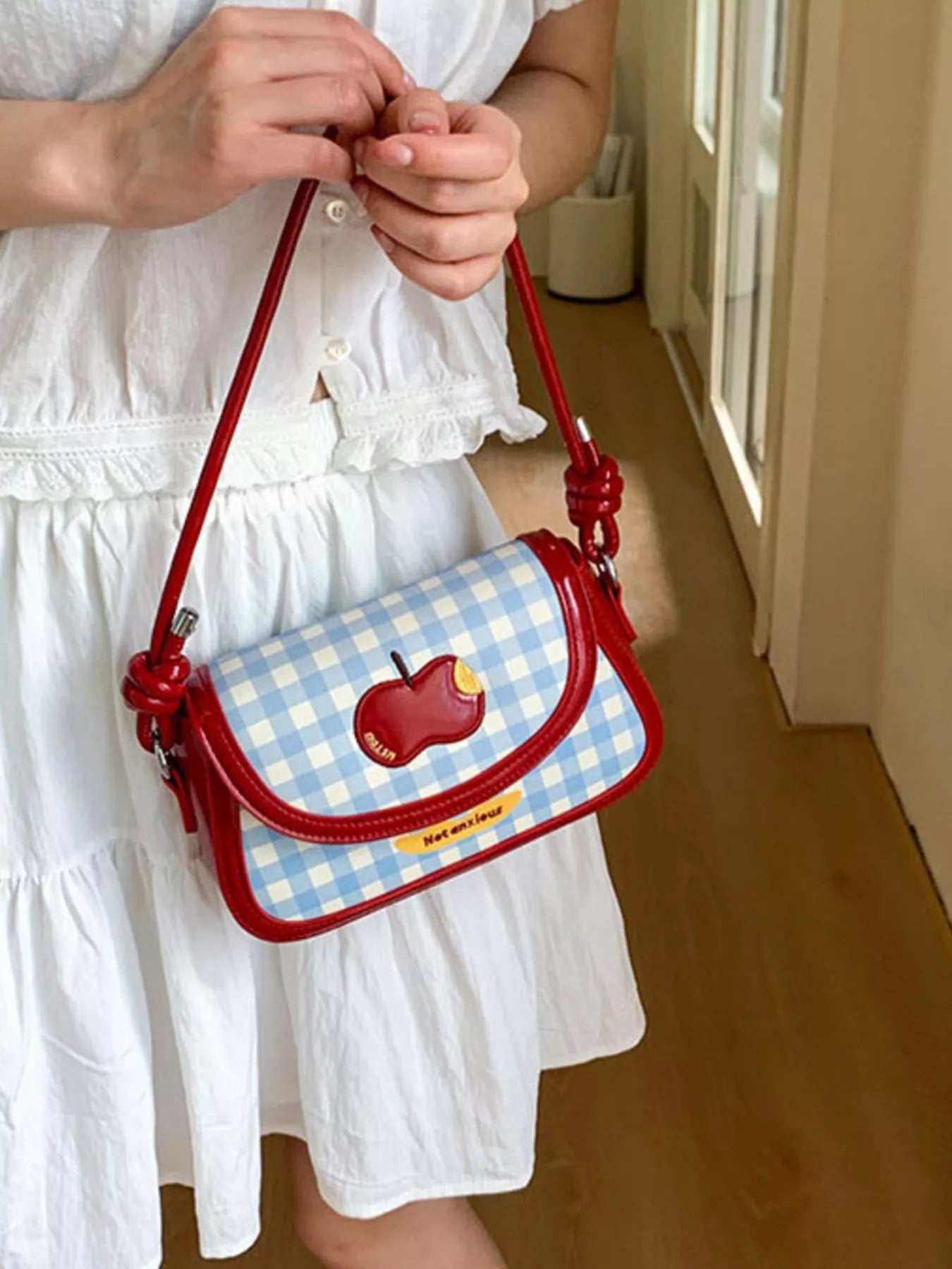 Apple Gingham Shoulder Bag