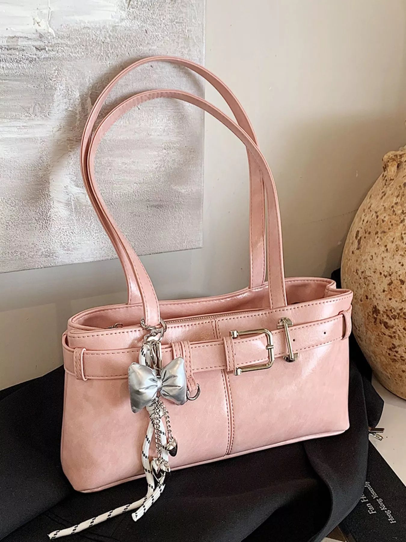 Buckle Decor Shoulder Bag