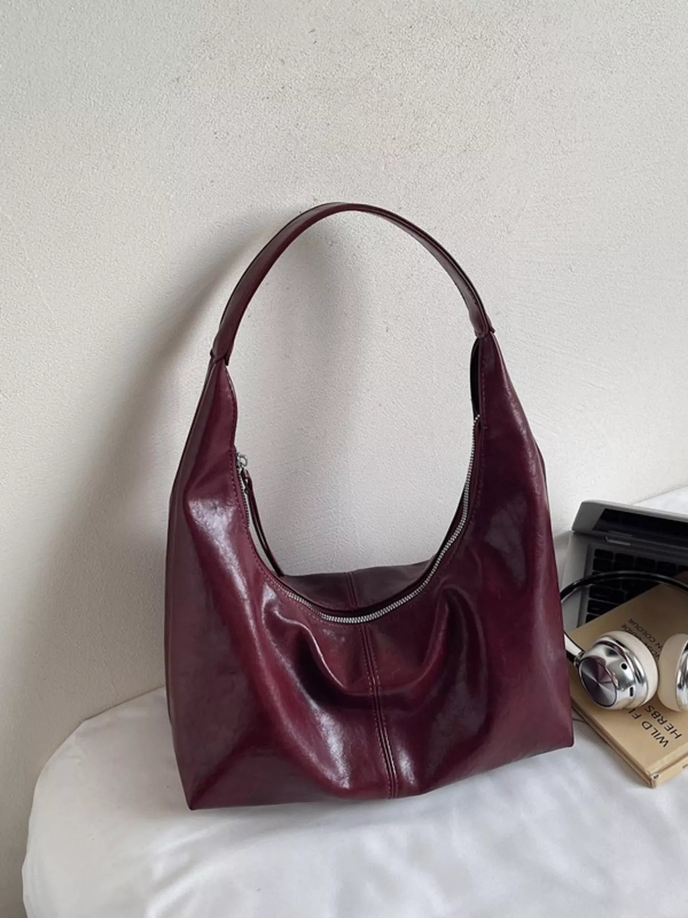 PU Leather Hobo Shoulder Bag