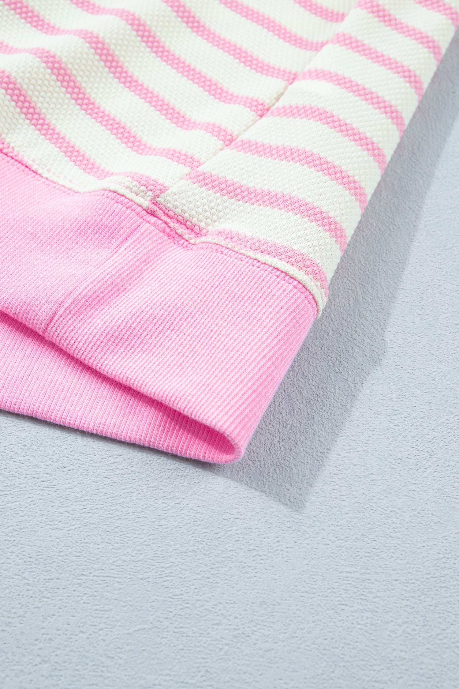 Pink Stripe Ruffled Short Sleeve Patchwork Blouse