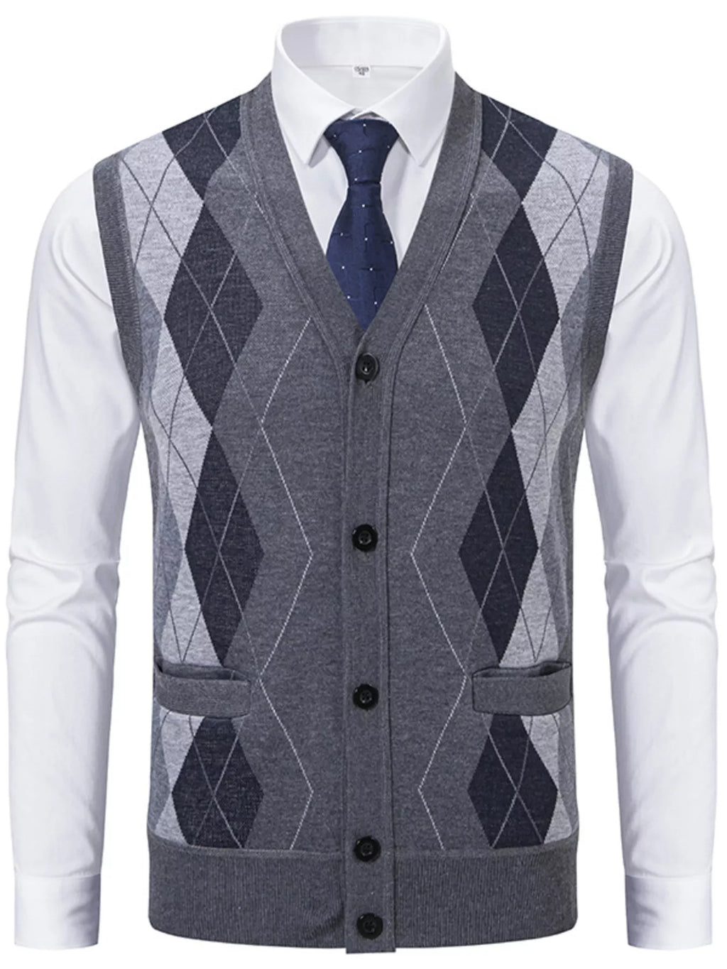 Men's Plus Size Classic Argyle Pattern Knitted Sweater Vest
