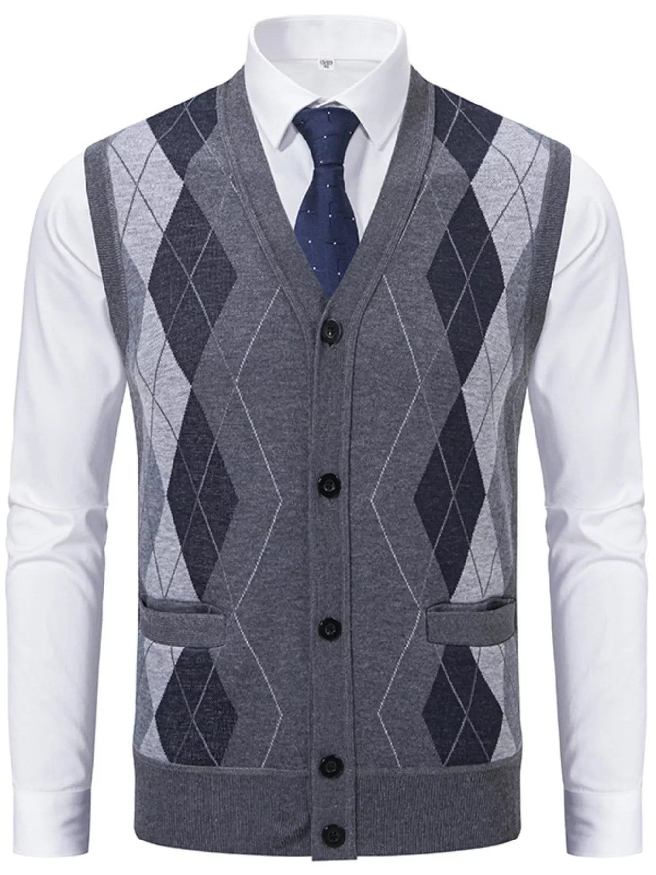Men's Plus Size Classic Argyle Pattern Knitted Sweater Vest